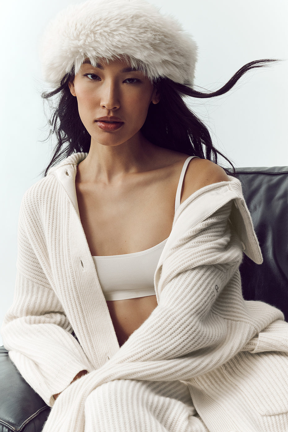 Courchevel Cashmere Faux Fur Beanie - Ivory