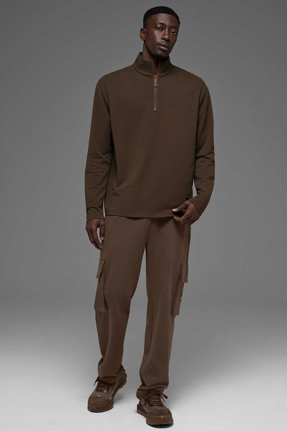 Double Take Long Sleeve 1/4 Zip - Espresso