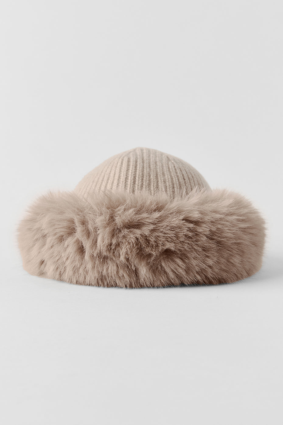 Courchevel Cashmere Faux Fur Beanie - Oat Heather