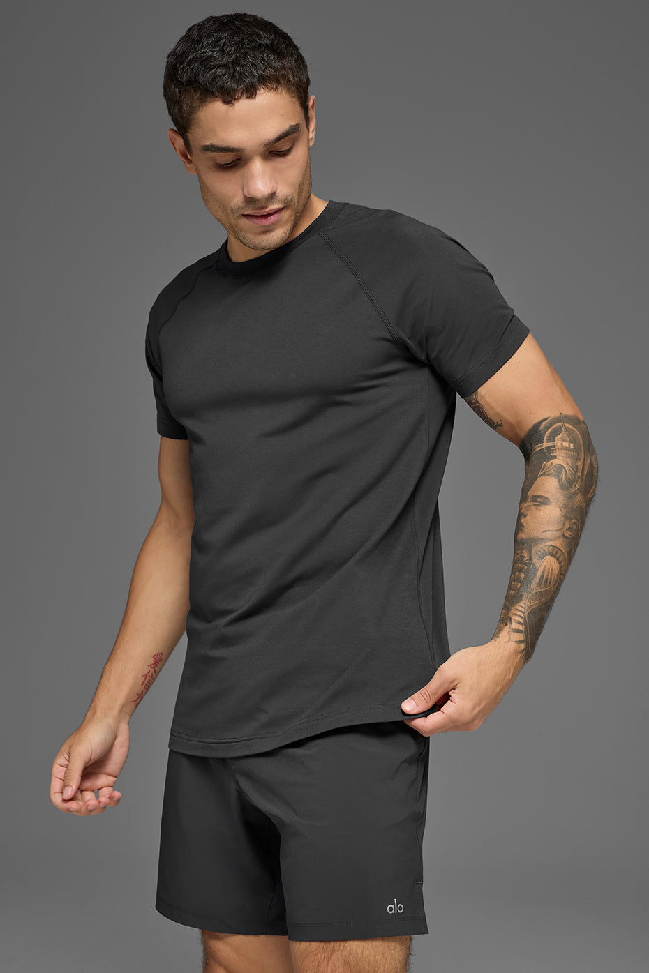 ALO Vapor Crewneck Short Sleeve - Anthracite