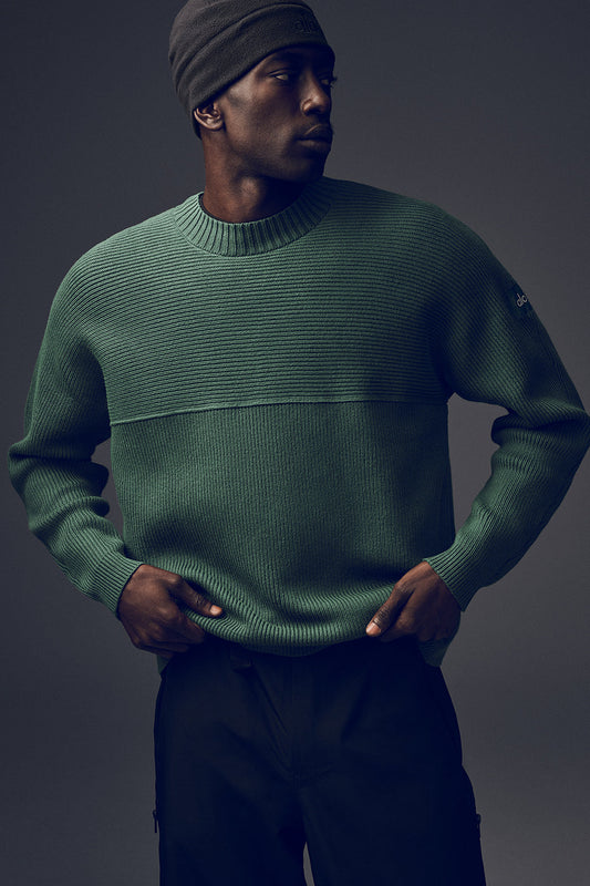 Domain Shift Rib Knit Sweater Crew - Clover Green