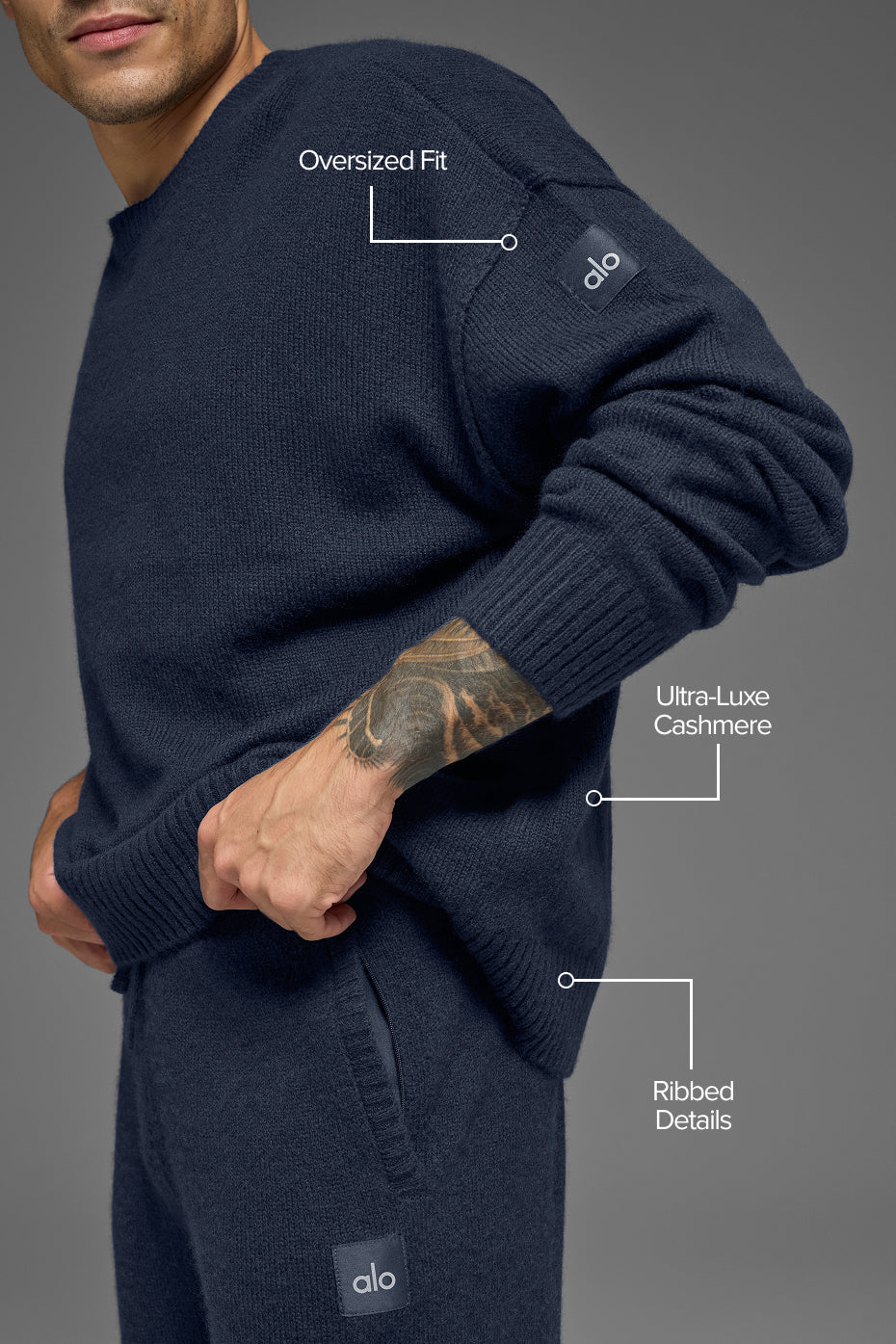Unisex Wool Cashmere New Class Crewneck Sweater - Navy
