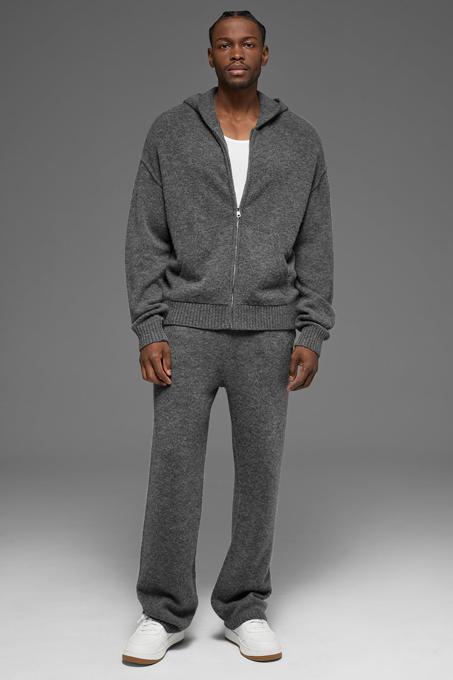 Wool Cashmere New Class Full Zip Hoodie - Platinum Grey