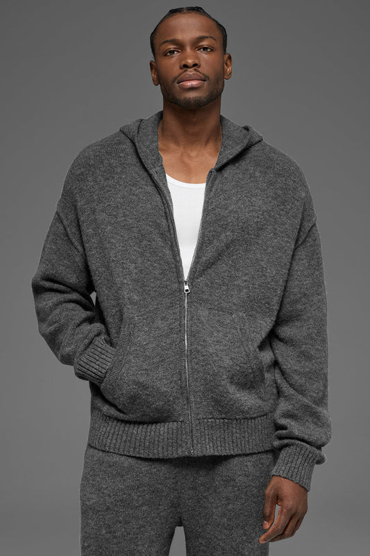 Wool Cashmere New Class Full Zip Hoodie - Platinum Grey